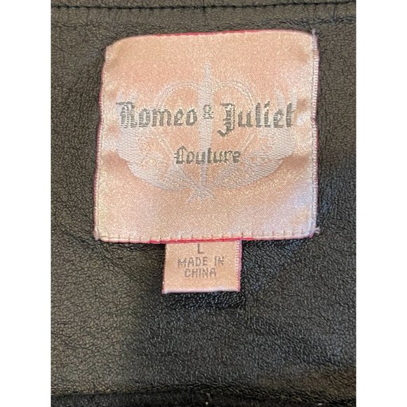 Romeo & Juliet Womens Mesh Lace Fit & Flare Dress Faux Leather Black White SZ L - Picture 7 of 9